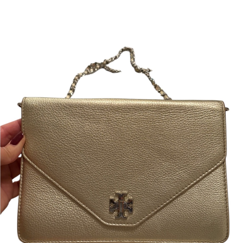 Tory Burch Kira Metallic Gold Clutch
